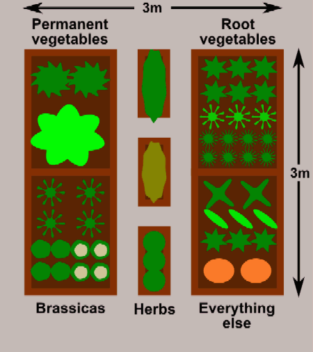Vegetable Gardening on Raised Bed Vegetable Gardens  Plan For A 3x3m  10x10ft  Plot